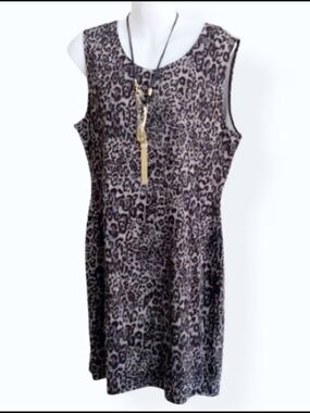 Grey & Black Leopard Knit Sheath Dress …NEW w/o tags!!! Size Large
